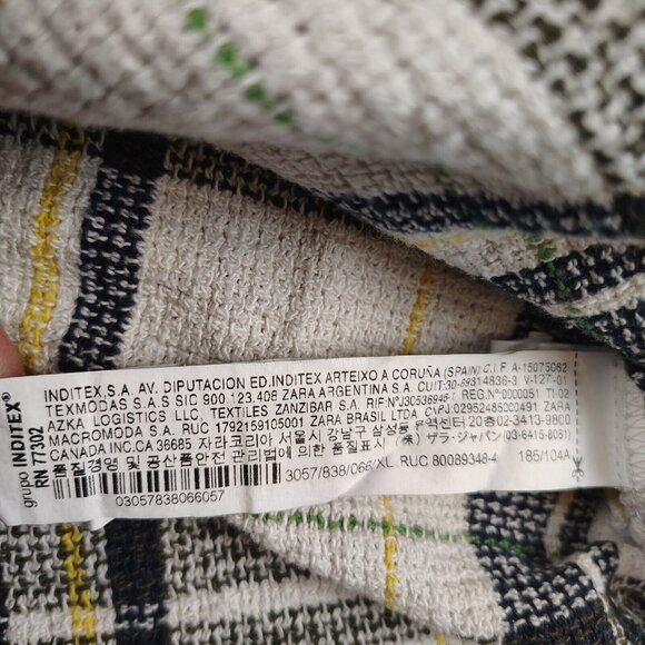 Zara Mens White Plaid Button Up Long Sleeve Woven Relaxed Fit Sz XL - Picture 4 of 9